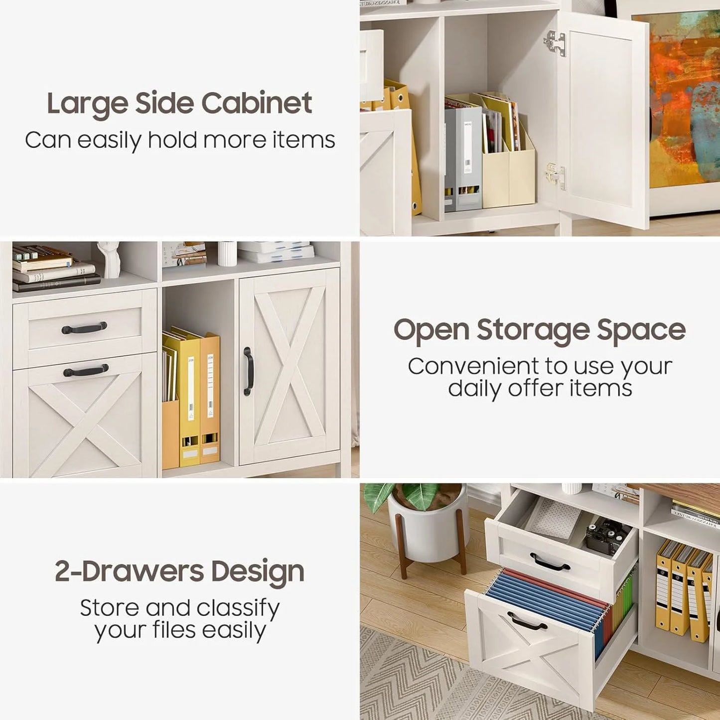 Vabches 2 Drawer Lateral File Cabinet,Mobile Wood office Cabinet for Home Office,Printer Stand with Open Storage Shelves.