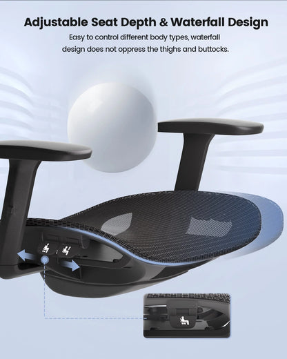 Ergonomic Mesh Home Office Chair, High Back with Lumbar Support-Seat Depth Adjustable Computer Task Chair with Wire Control, 350lb weight capacity