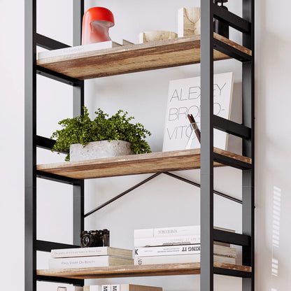 IRONCK 5 Tier Bookshelves and Bookcases, Industrial Shelf for Home Office Decor, Vintage Brown