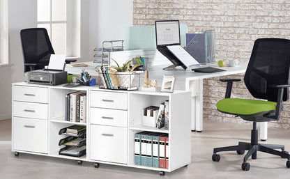 Richya Wood File Cabinet , Printer Stand with Open Storage Shelf, 3-Drawer File Cabinet, Home Office White