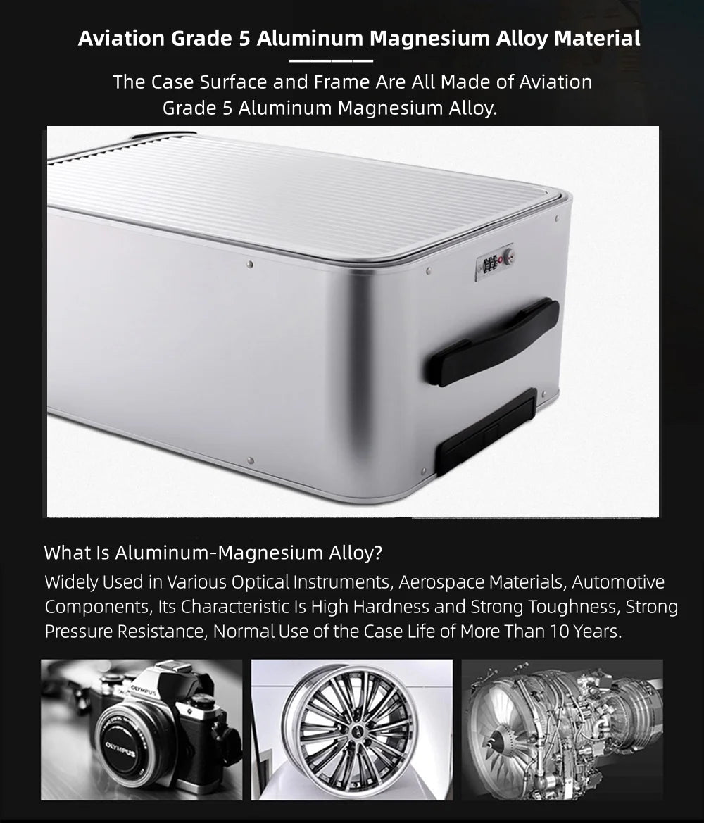 All Aluminum Magnesium Alloy Hardside Carry on Luggage Airline Approved, Zipperless Metal Hardshell Suitcases with Spinner Wheels, Checked Metal Rolling Luggage for Travel, Business