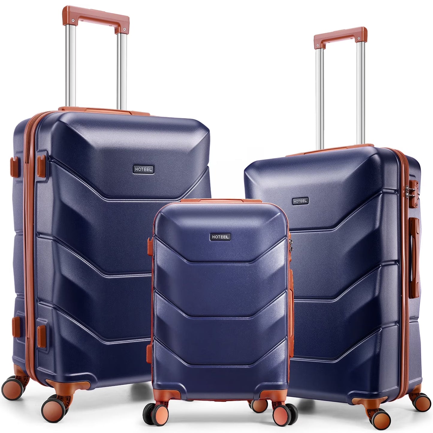 HOTEEL 3 Piece Luggage Sets with Wheels, Hardshell 3 Pc Suitcases with TSA Lock Hardside & Lightweight 3-Piece Hardshell Luggage Sets for Travel 20in 24in 28in, Blue