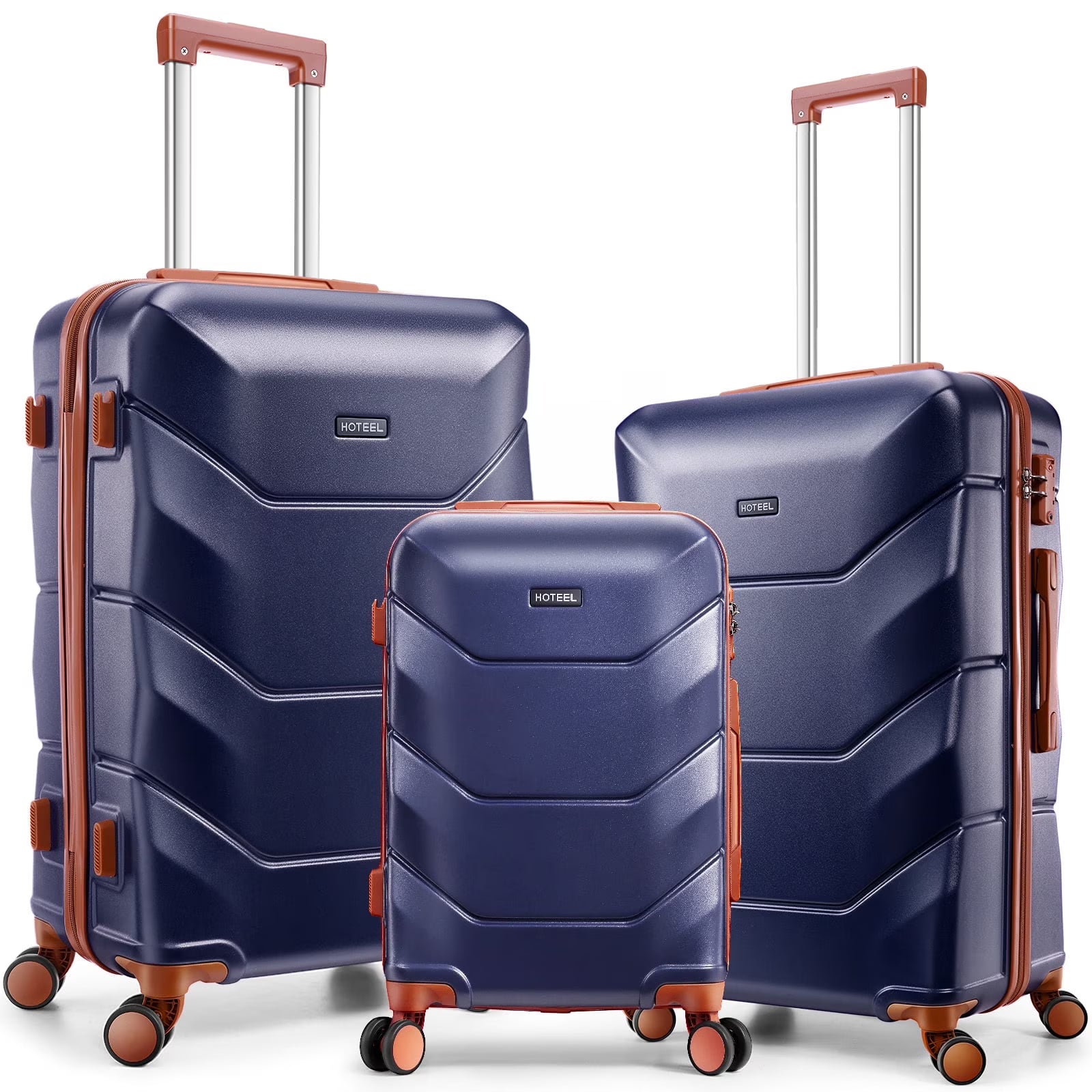 HOTEEL 3 Piece Luggage Sets with Wheels, Hardshell 3 Pc Suitcases with TSA Lock Hardside & Lightweight 3-Piece Hardshell Luggage Sets for Travel 20in 24in 28in, Blue