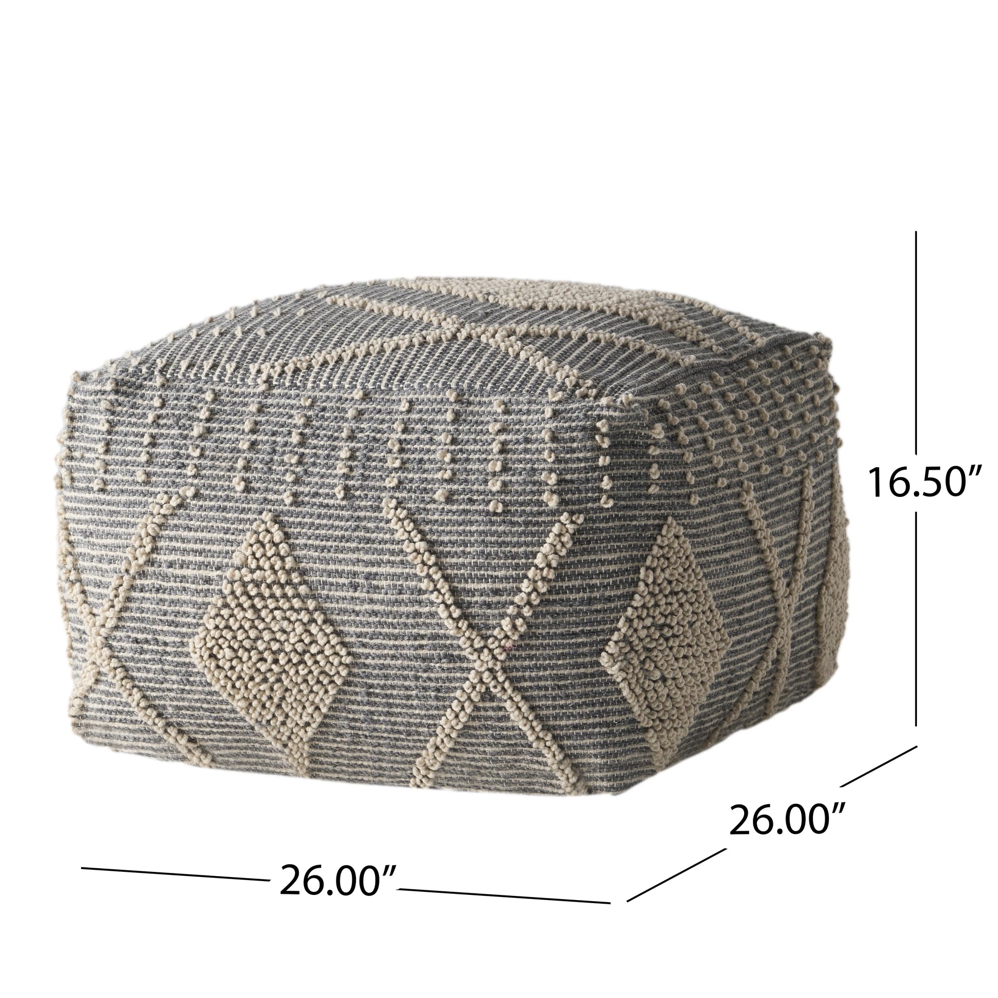 Noble House Cube Geometric Tufted Polyester Pouf