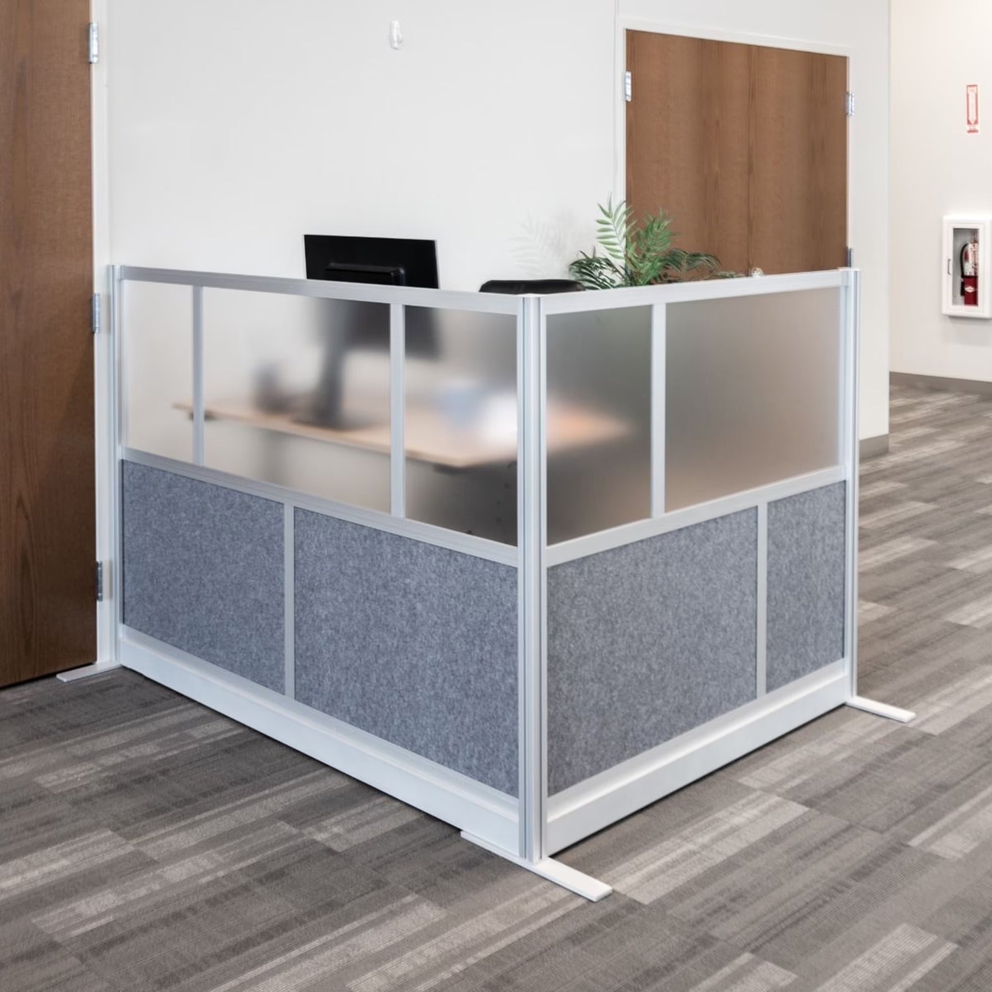 Luxor Freestanding Modular Room Divider Wall System with Built-in Cable Management Tray - 70" x 70" Add-On Wall