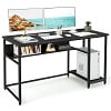 Gymax 55'' Computer Desk Home Office PC Workstation w/Power Outlets & USB Ports Black