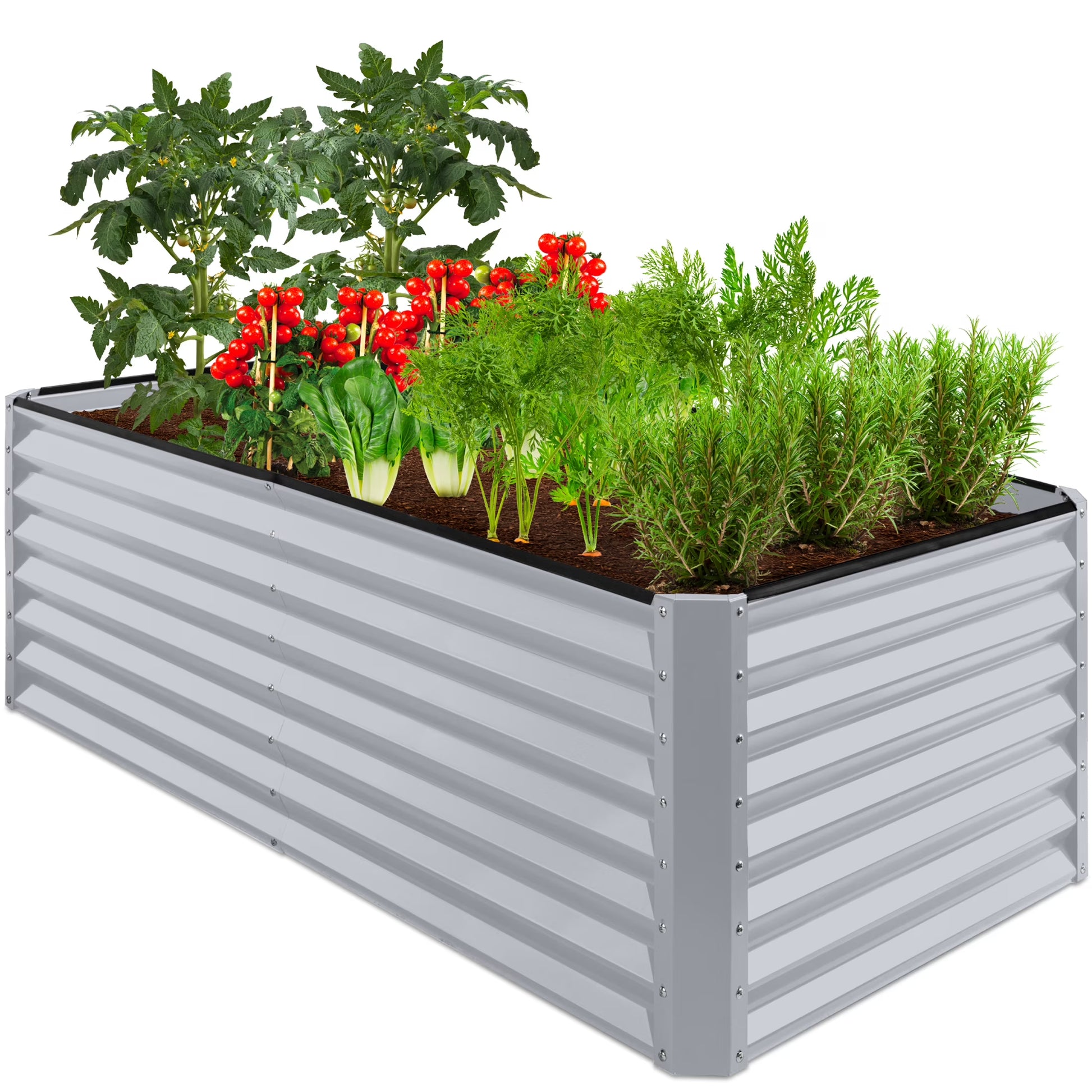 Best Choice Products 6x3x2ft Outdoor Metal Raised Garden Bed, Planter Box for Vegetables, Flowers, Herbs - Gray