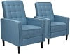 Giantex Push Back Recliner Chair, Fabric Accent Arm Chair with Ottoman Modern Recliner Sofa for Living Room Bedroom Home Office Club Chair (1 Pcs, Grey)