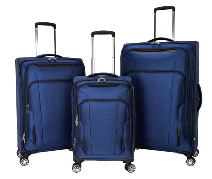 Protege Ashfield 25" Checked 8-Wheel Spinner Luggage Navy
