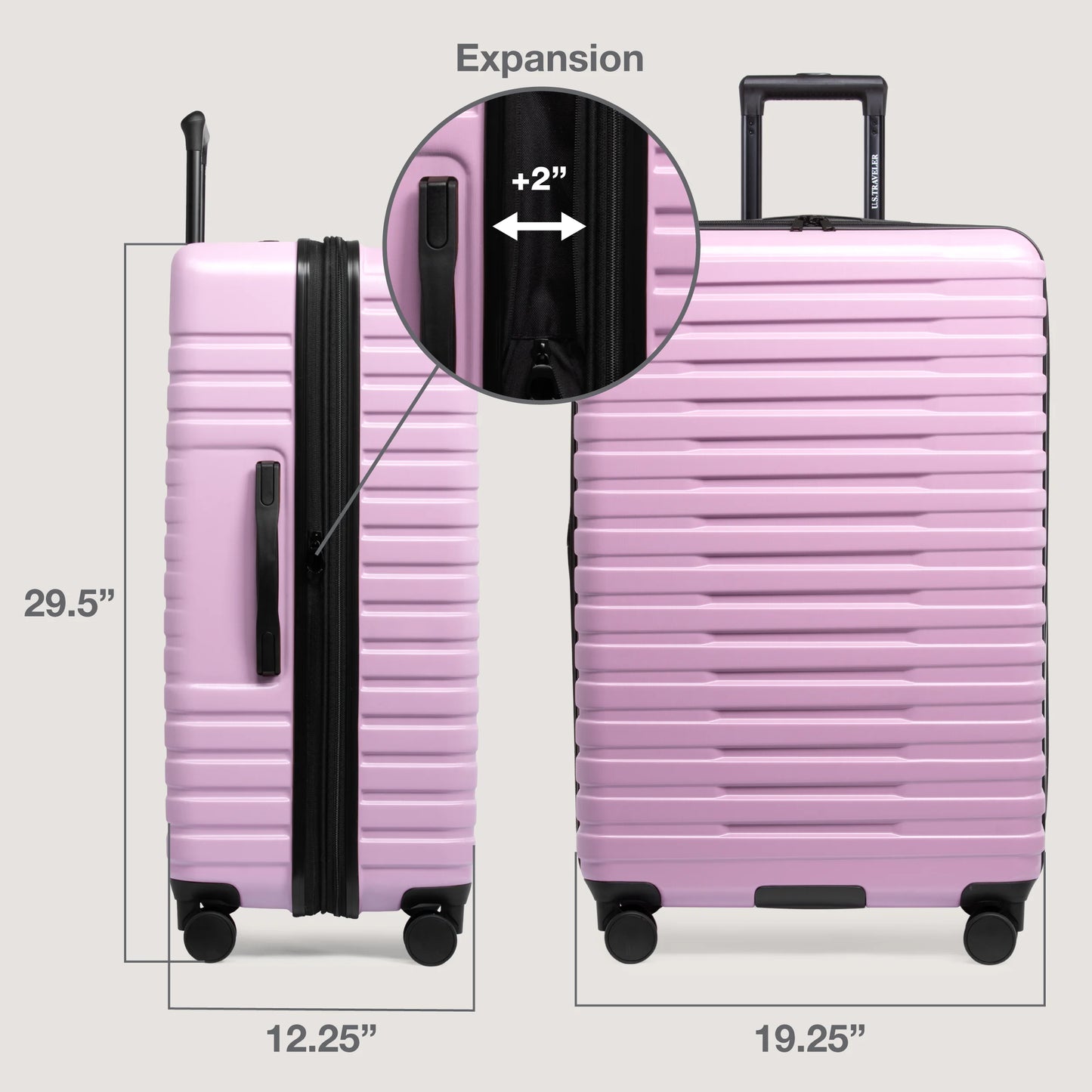 U.S. Traveler Boren Hardside Rugged Spinner Luggage, Lavender, 30" Checked Large