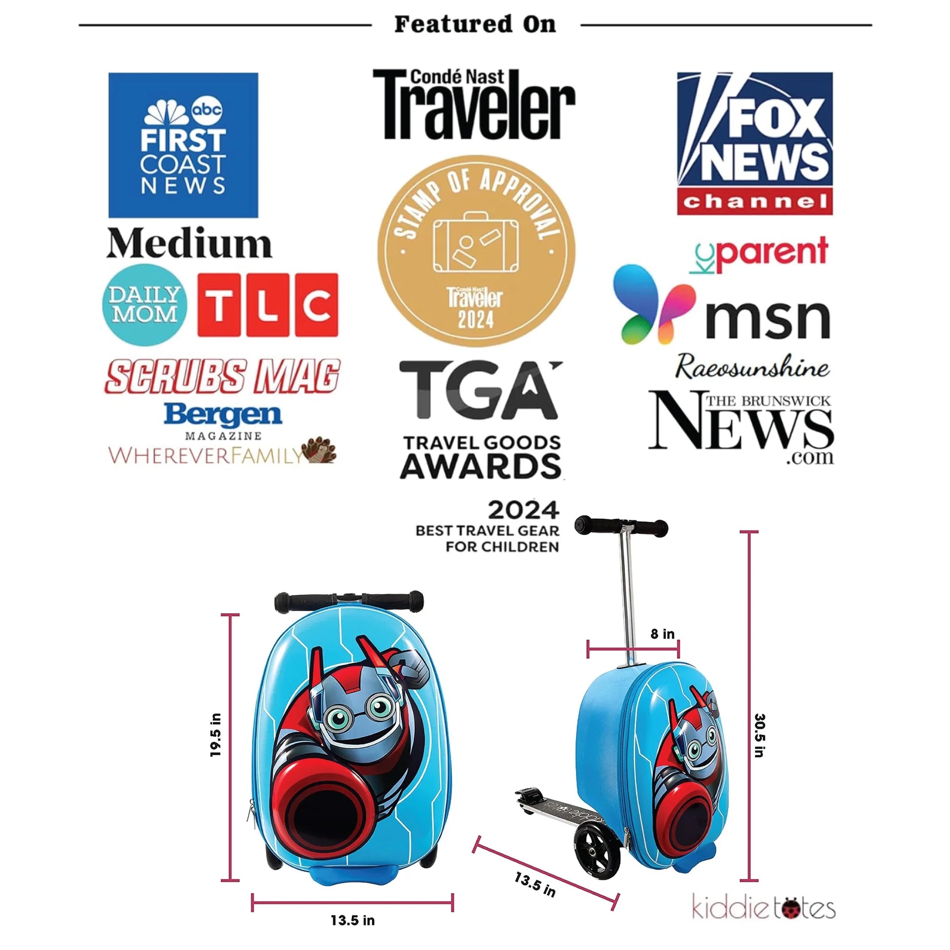 Kiddietotes 20" Child Hardside Kids Travel Luggage