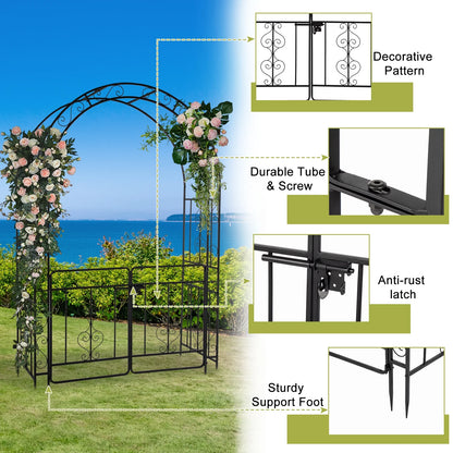 UBesGoo Garden Arch Arbor Trellis Steel Archway for Climbing Plants,7 Ft Iron