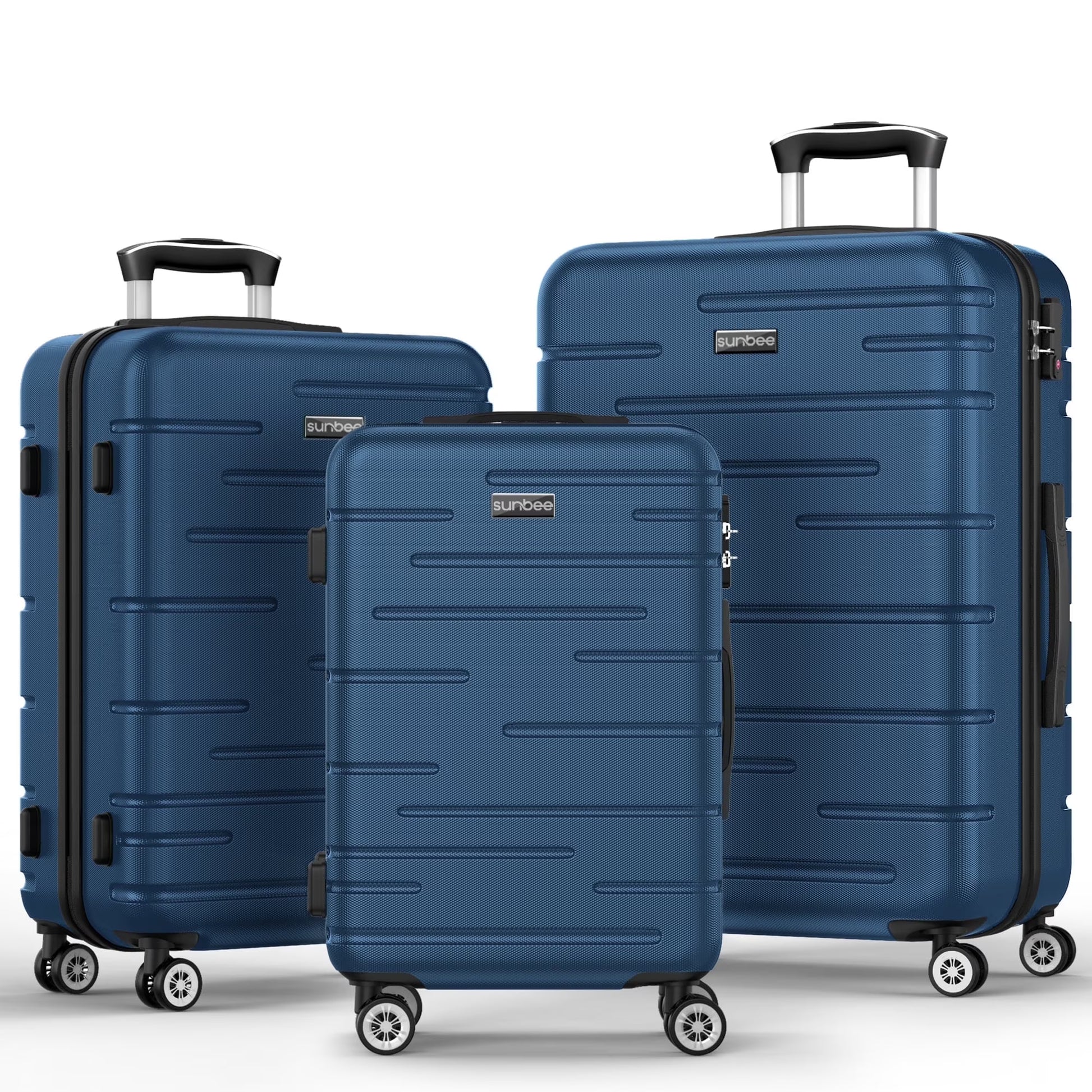 Sunbee 3 Piece Luggage Sets Hardshell Hardside TSA Lock Lightweight Durable Spinner Wheels Suitcase