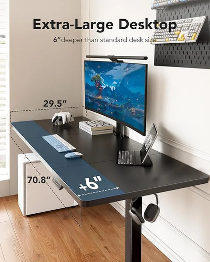 UANUO 48 x 24 inch Electric Standing Desk, Height Adjustable Table with Headphone Hooks & Cable Manager, Sit to Stand up Desk for Home Office, Vintage Brown