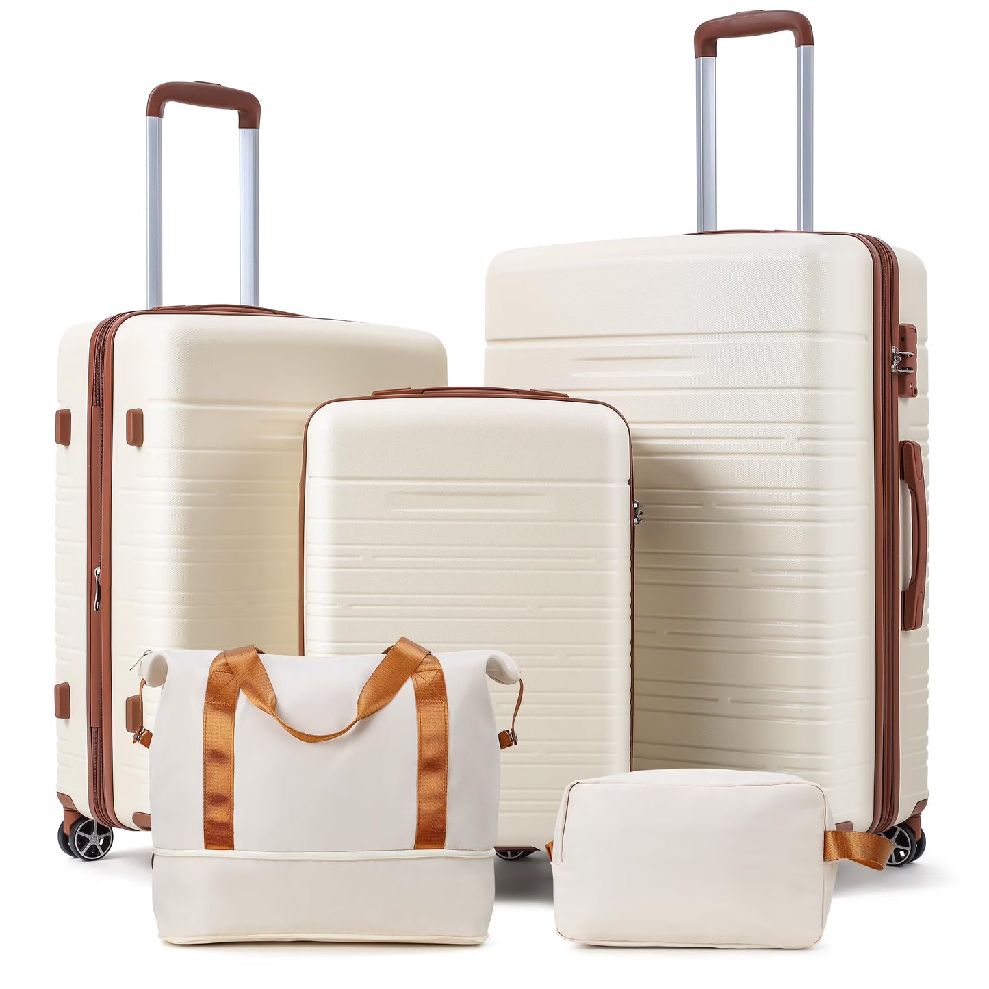 Danolapsi Luggage Sets 5 Piece Suitcases with Spinner Wheels,Womens Luggage Sets Carry on Bag Set,Hardside Carry On Suitcase Sets with Tsa Locks Duffel Bag,Travel Luggage