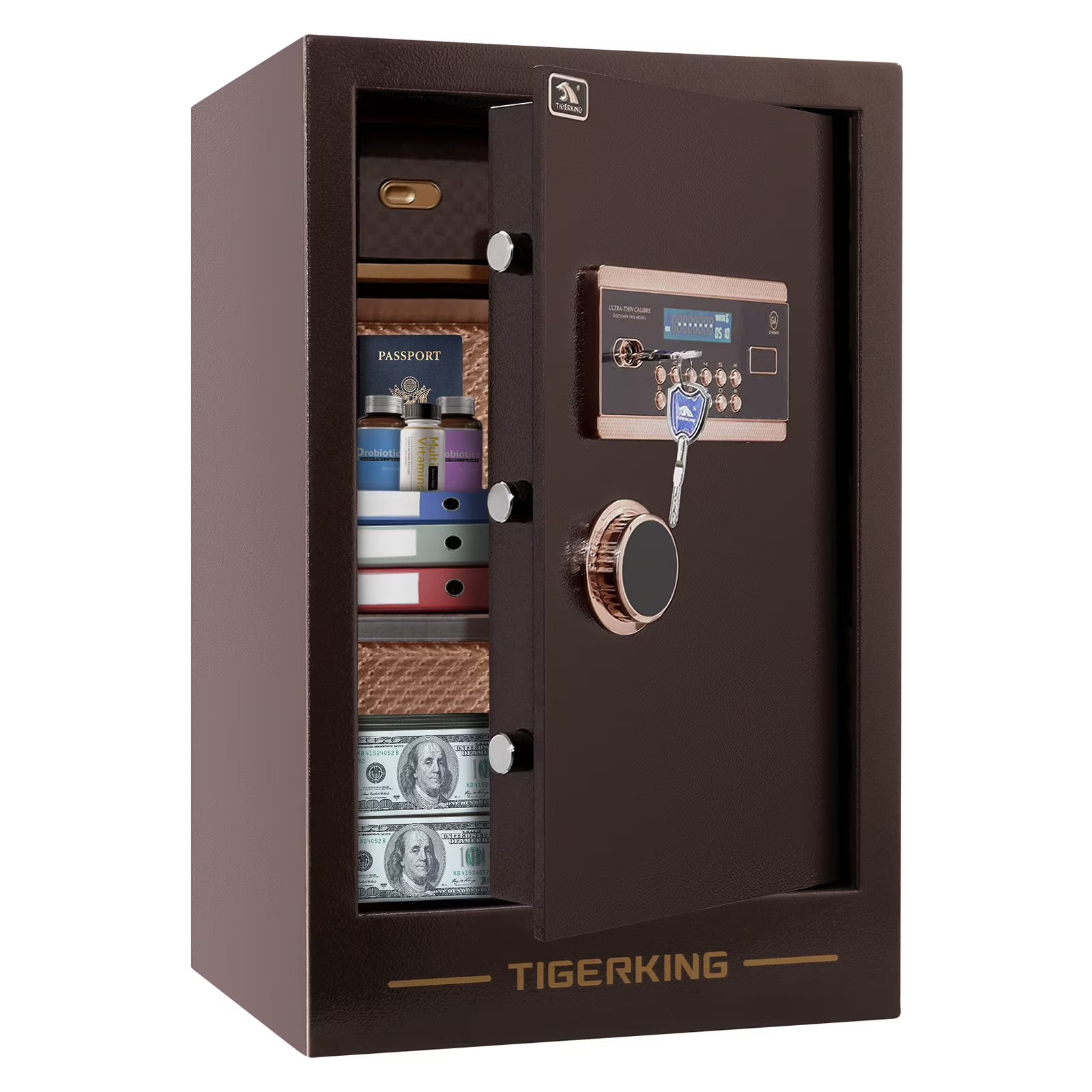 TIGERKING Safe Box 3.47 Cubic Feet, Double Large Safety Key Lock and Password Safes for Home Office