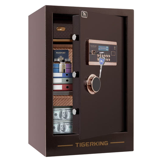 TIGERKING Safe Box 3.47 Cubic Feet, Double Large Safety Key Lock and Password Safes for Home Office