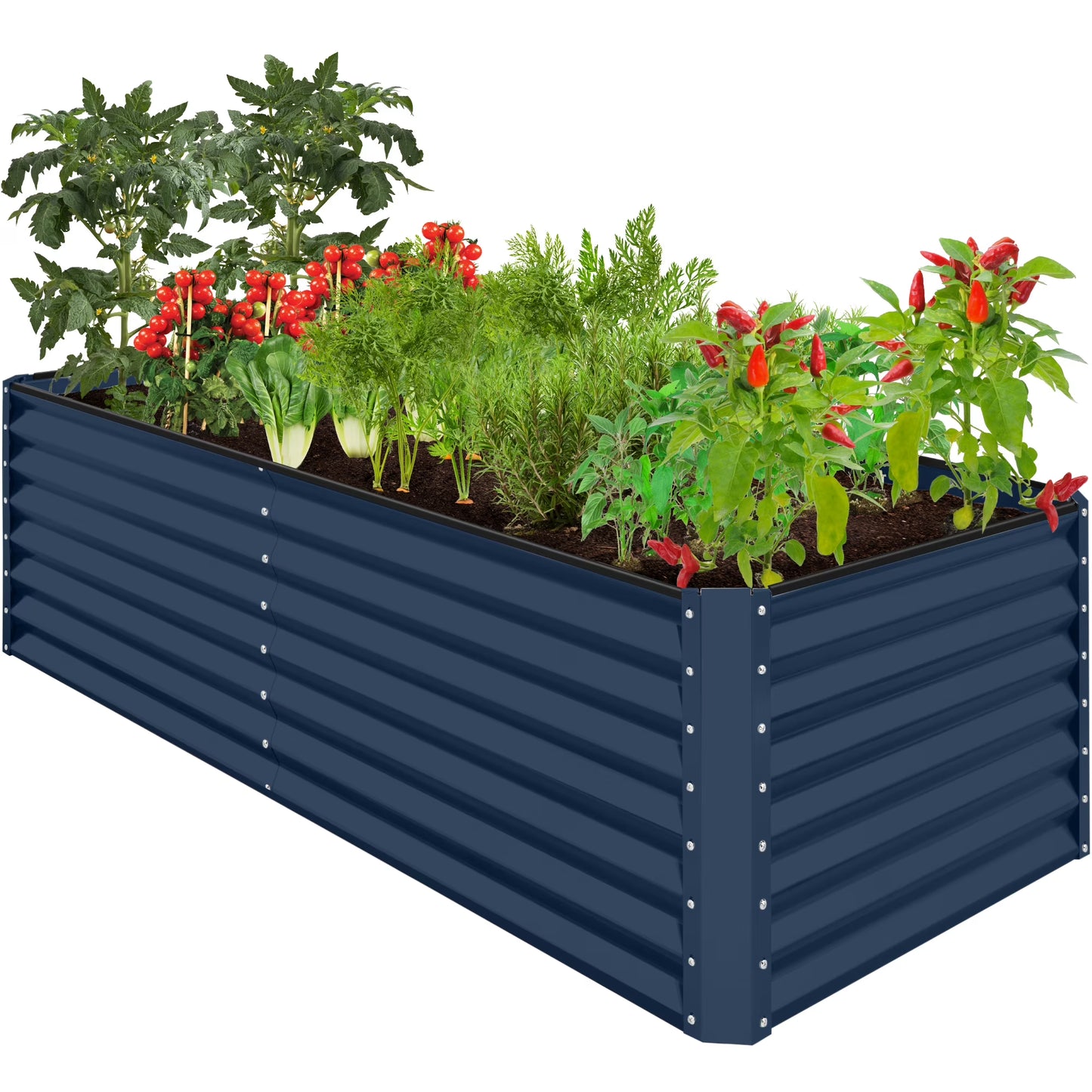 Best Choice Products 8x4x2ft Outdoor Metal Raised Garden Bed, Planter Box for Vegetables, Flowers, Herbs - Gray