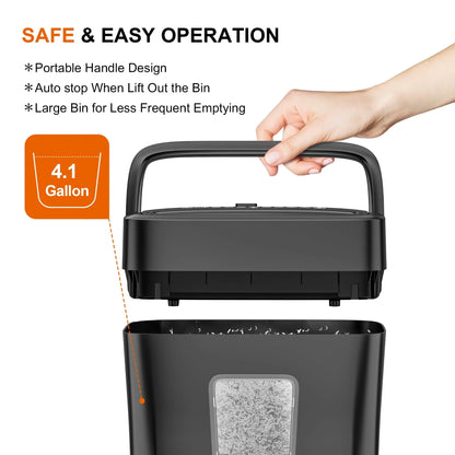 Bonsaii 6-Sheet Micro-Cut Paper Shredder for Home Office Use with Portable Handle