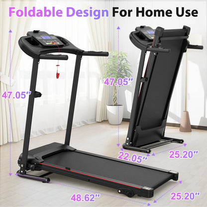 SWERTOY 2.5HP Foldable Treadmill with 3-Level Manual Incline Treadmill LED Display for Home Office 265lbs Capacity Walking Pad Jogging Running Machine