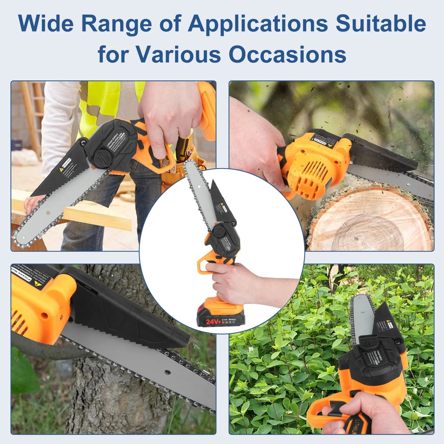 Monkemon 6" Mini Chainsaw, Battery Powered Chain Saws 6-inch, Rechargeable, Electric Mini Chainsaw with 2 Batteries 2 Chains for Pruning Trees Wood Cutting Logging