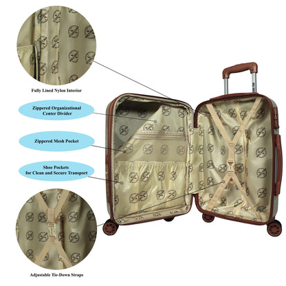 World Traveler Europe Hardside 2-Piece Carry-On Spinner Luggage Set with TSA Lock