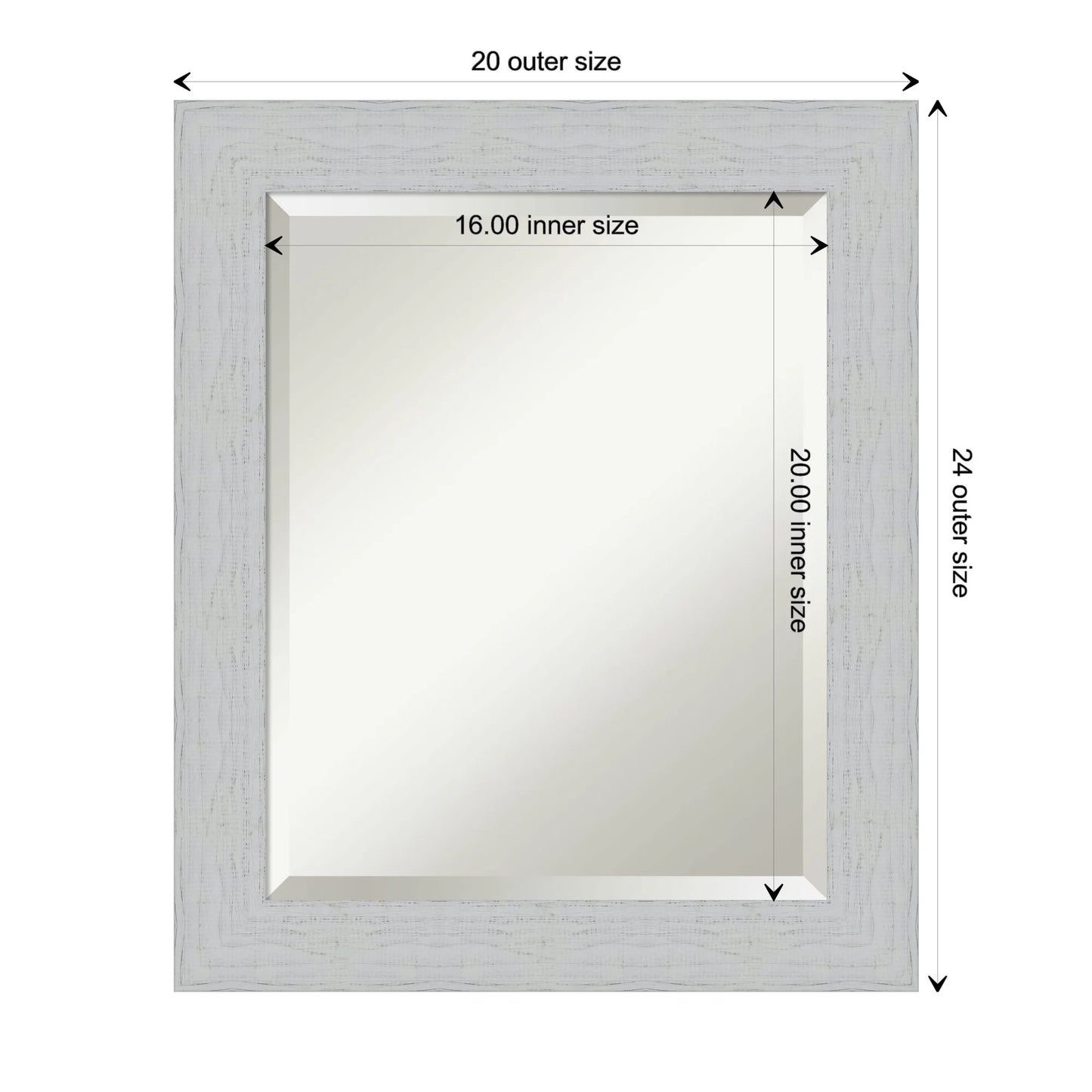 Amanti Art Shiplap White Beveled Wood Wall Mirror 24.25 x 20.25 in.