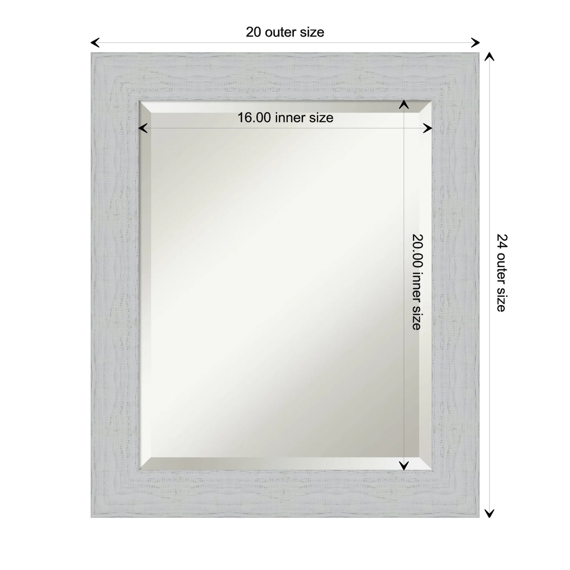 Amanti Art Shiplap White Beveled Wood Wall Mirror 24.25 x 20.25 in.