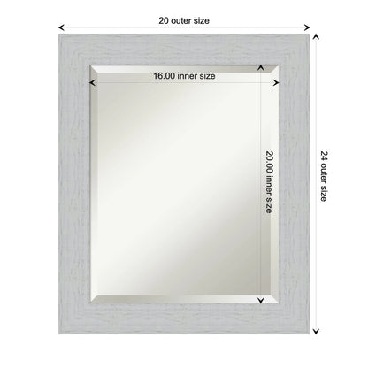 Amanti Art Shiplap White Beveled Wood Wall Mirror 24.25 x 20.25 in.