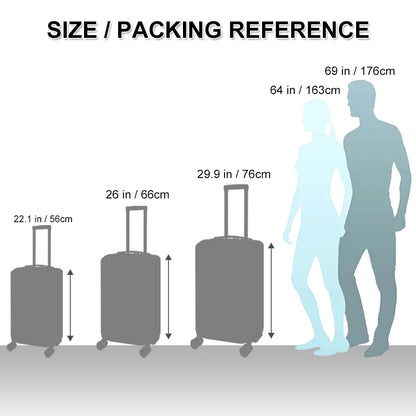 Line Embossed Hard Leather Luggage Set, Three-Piece Suitcase Set, Customs Lock, Black