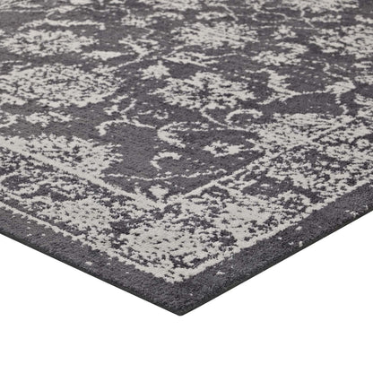 Modway Kazia Distressed Floral Lattice 8x10 Area Rug in Dark Gray and Ivory