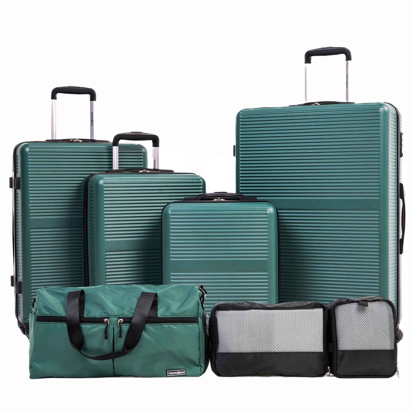 Tripcomp 7-Piece Hardside Luggage Set with TSA Lock Lightweight ABS+PC Suitcase (16/20/24/28 Inch) with 360° Silent Spinner Wheels, Duffel Bag and 2 Packing Cubes (White)
