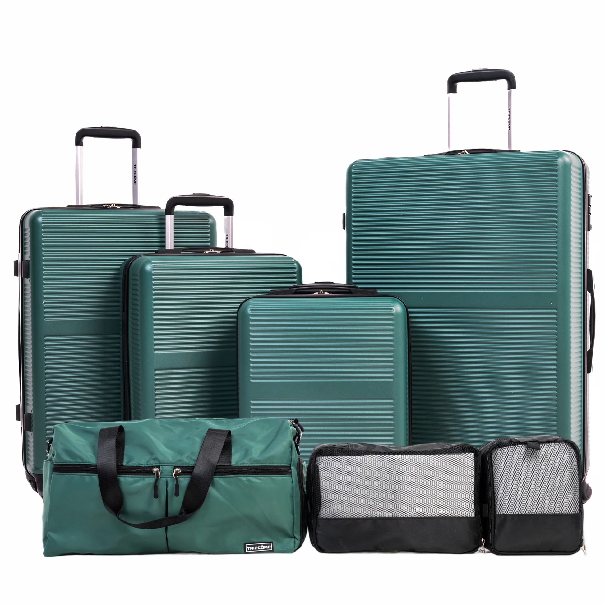Tripcomp 7-Piece Hardside Luggage Set with TSA Lock Lightweight ABS+PC Suitcase (16/20/24/28 Inch) with 360° Silent Spinner Wheels, Duffel Bag and 2 Packing Cubes (White)