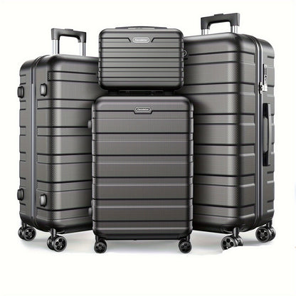 11Pcs Luggage Sets, ABS Hardshell Suitcase w/Dual 360° Spinner Wheels & TSA Lock, Lightweight Durable Hardside Carry on Luggage for Travel, Deep Black