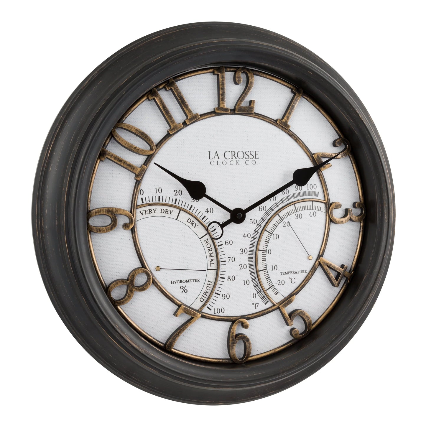 La Crosse 19.7-inch Outdoor Silent Sweeping Courtyard Bronze Quartz Analog Clock, 404-4450