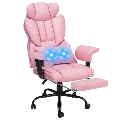 Hoffree Big and Tall Fabric Office Chair 450lbs, Executive Desk Chair with Massage Ergonomic Computer Chair with Footrest Reclining Desk Office Chair with Lumbar Support for Home Office