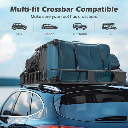 Naipo Roof Rack Cargo Basket,500 lb,64"x39"x6"Extendable Roof Luggage Holder Rack with 4 U-Bolts for SUV/RV,Camping