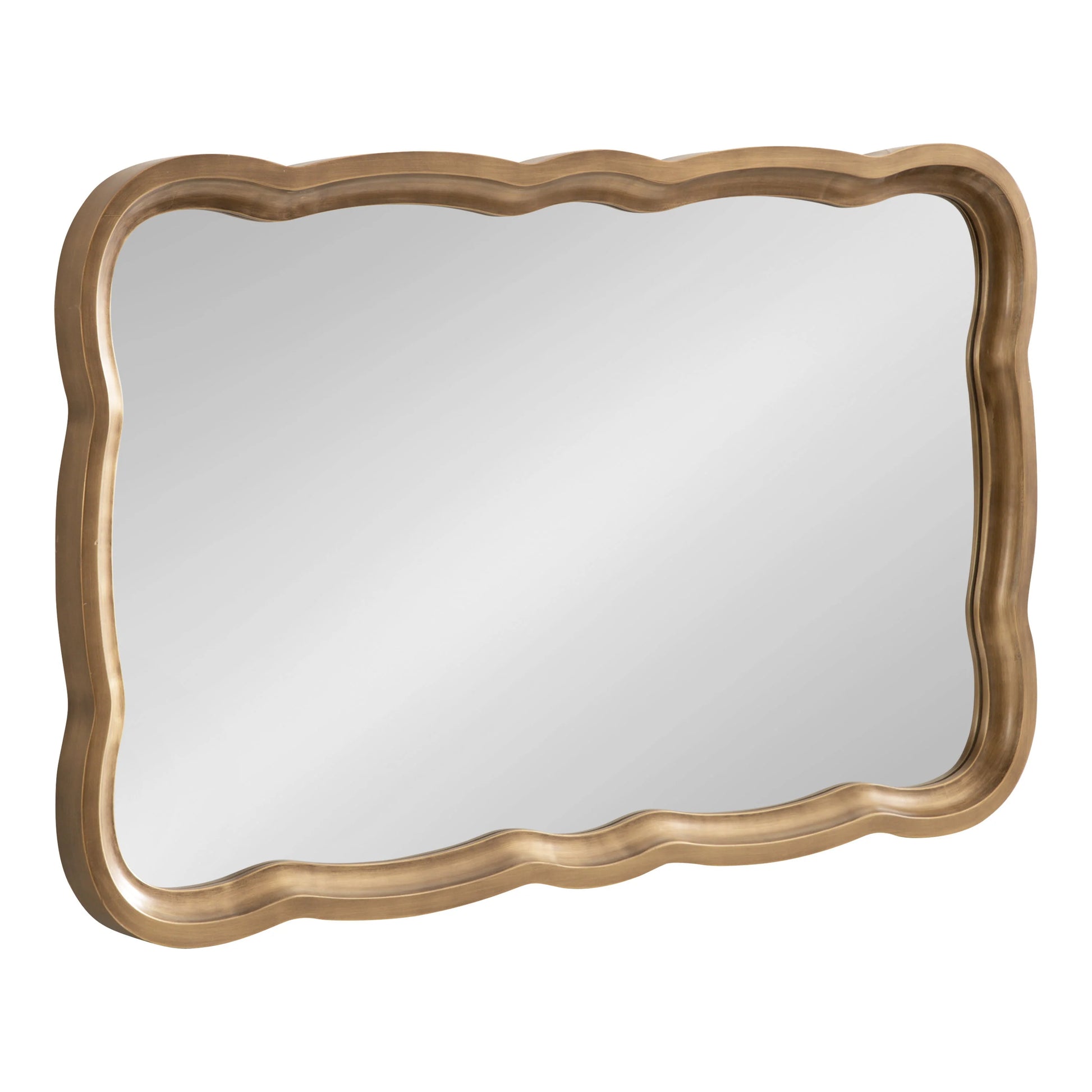 Kate and Laurel Hatherleigh Scallop Wooden Vintage Wavy Wall Mirror, 24 x 38, Antique Gold