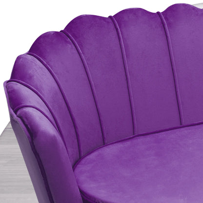 MoNiBloom Contemporary Velvet Loveseat Chair with Gold-Finished Metal Legs, 2-Seater Sofa with Two Pillows for Living Room, Bedroom, Home Office, Purple
