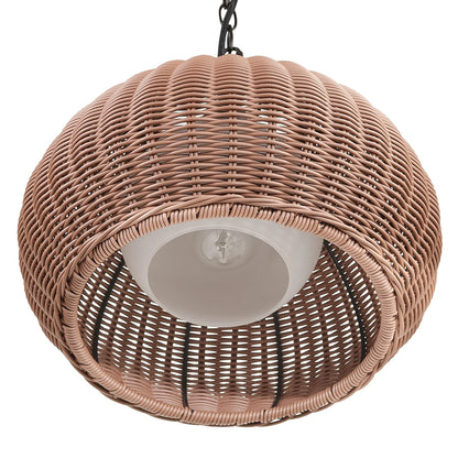 Globe Electric Salvador 1-Light Plastic Rattan Shade Outdoor Plug-in Pendant Light
