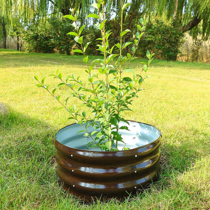 2x2x1ft Round Galvanized Raised Garden Bed Kit Outdoor, Metal Planter Box for Planting Plants Vegetables, Brown