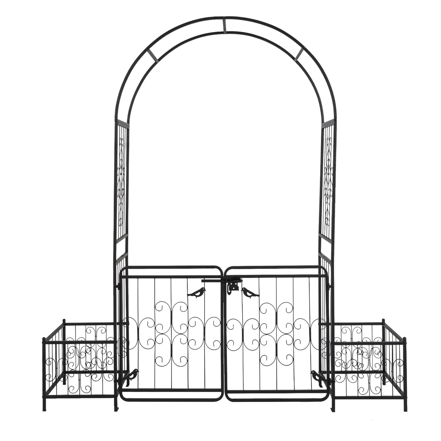 Zimtown Metal Garden Arch 7 Ft Garden Arbor w/Planters for Climbing Plant Outdoor Wedding