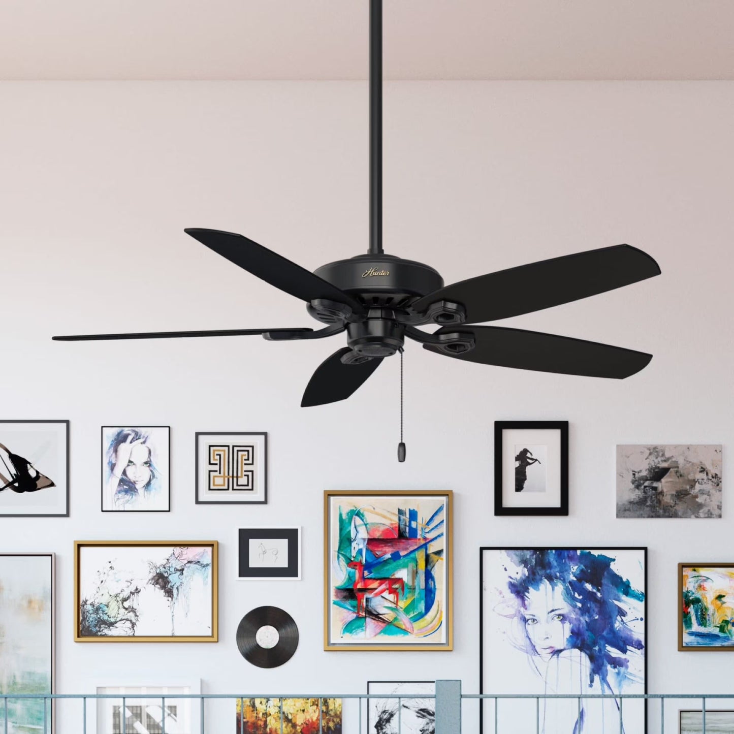 Hunter - Builder Indoor Ceiling Fan, 52-inch, Matte Black, Traditional-style, 3-speed WhisperWind Motor, 53243, for living rooms, bedrooms, home offices, kitchens