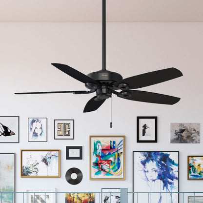 Hunter - Builder Indoor Ceiling Fan, 52-inch, Matte Black, Traditional-style, 3-speed WhisperWind Motor, 53243, for living rooms, bedrooms, home offices, kitchens