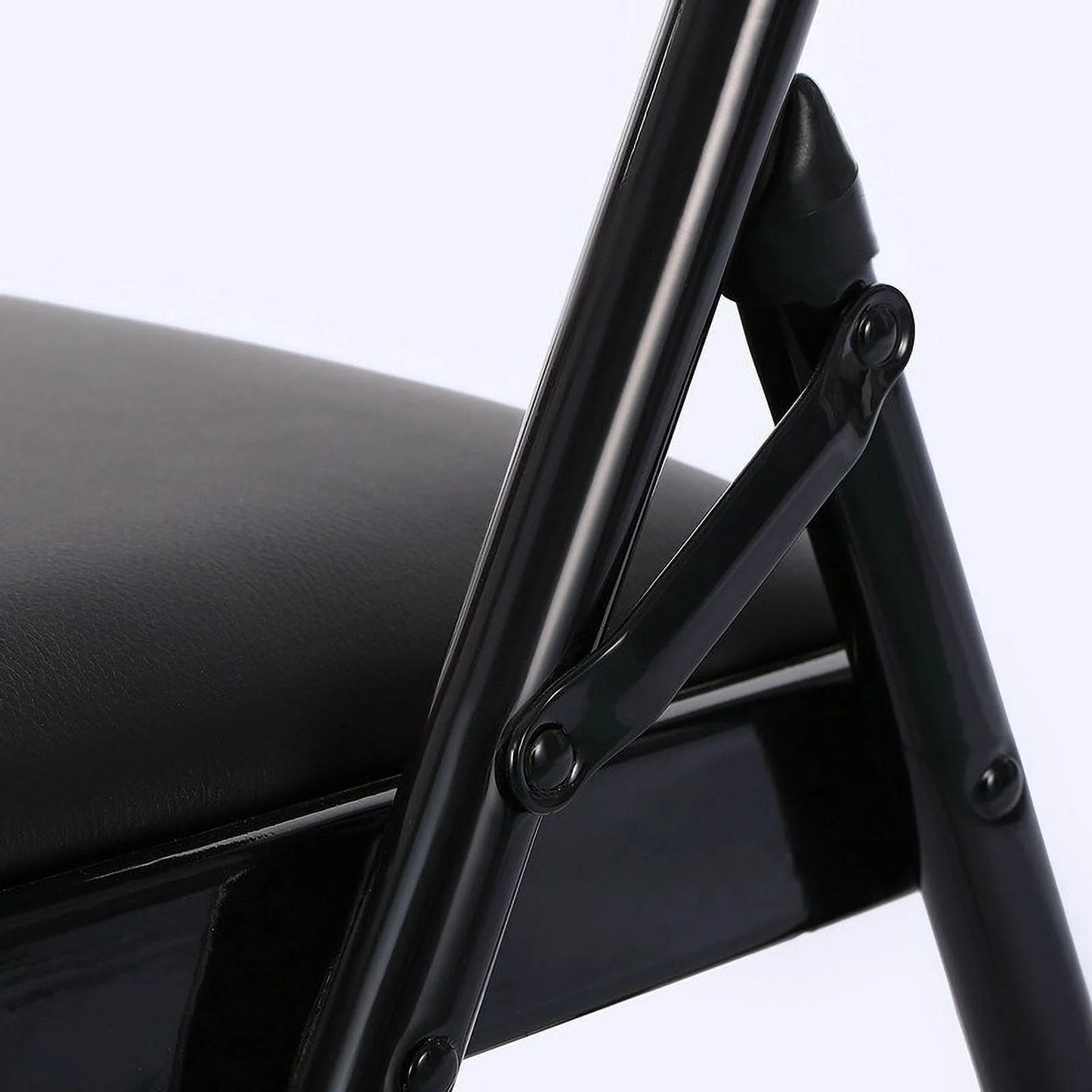Folding Chairs with Leather Padded Seats Black for Home Office 6-Pack