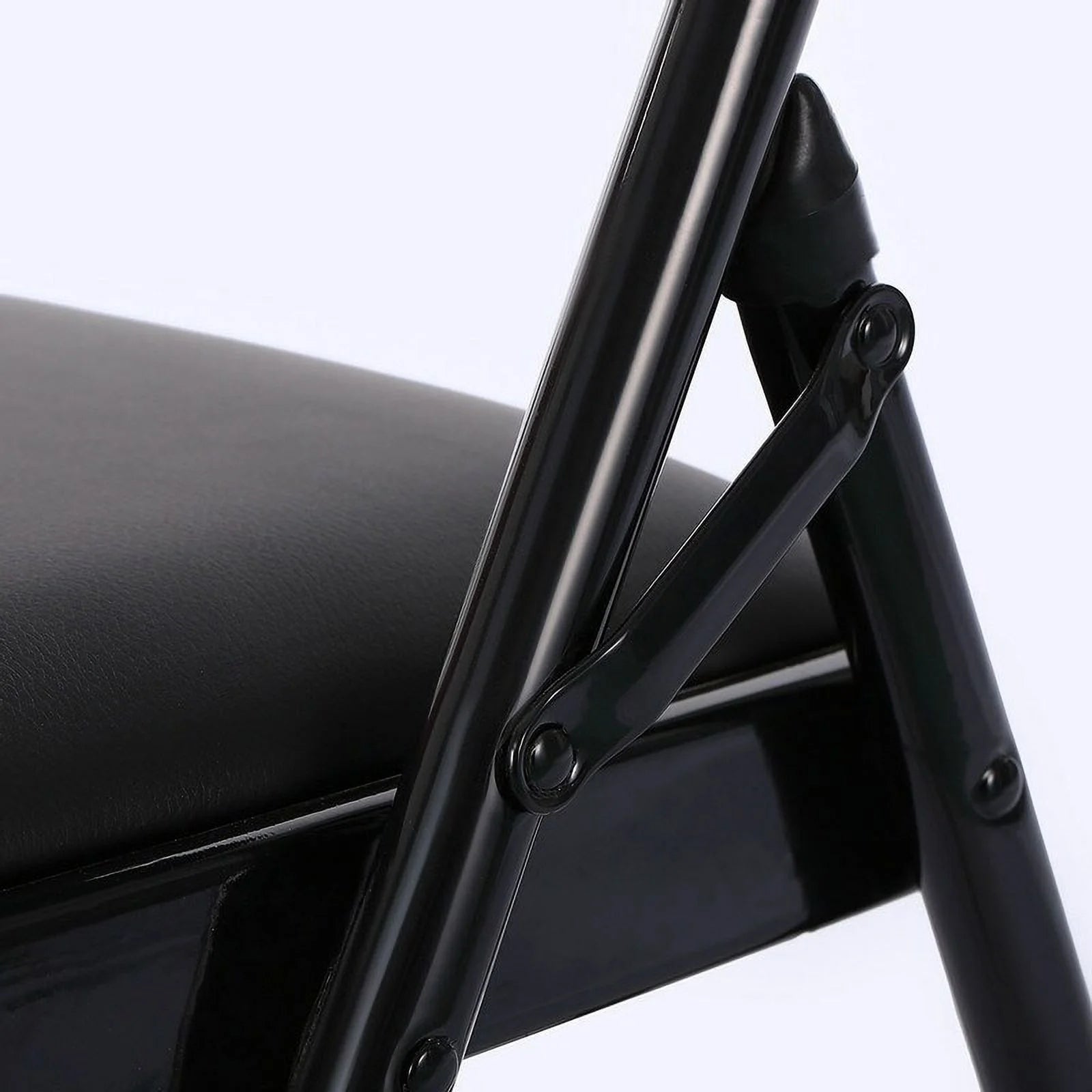 Folding Chairs with Leather Padded Seats Black for Home Office 6-Pack