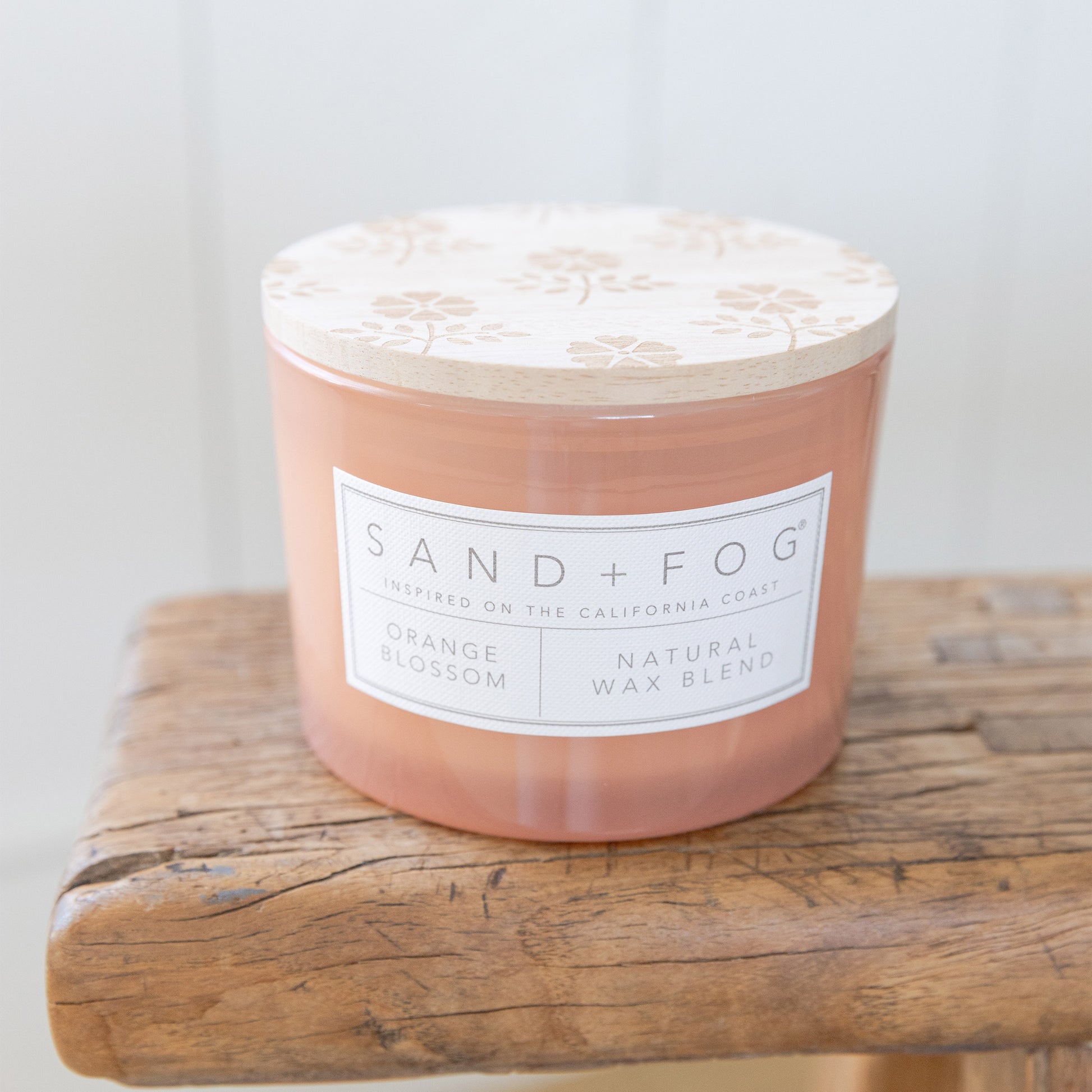 Sand + Fog 12 oz. Candles with Carved Wood Lids, Set of 3