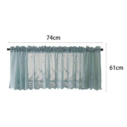 Yesbay Window Curtain Short Kitchen Valance Drape Polyester Lace Flower Pattern Balcony Curtain for Home,White