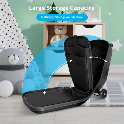 Muhub 2 in 1 Scooter Luggage for Kids and Adult,Foldable Ride on Luggage with Wheels,Light Blue
