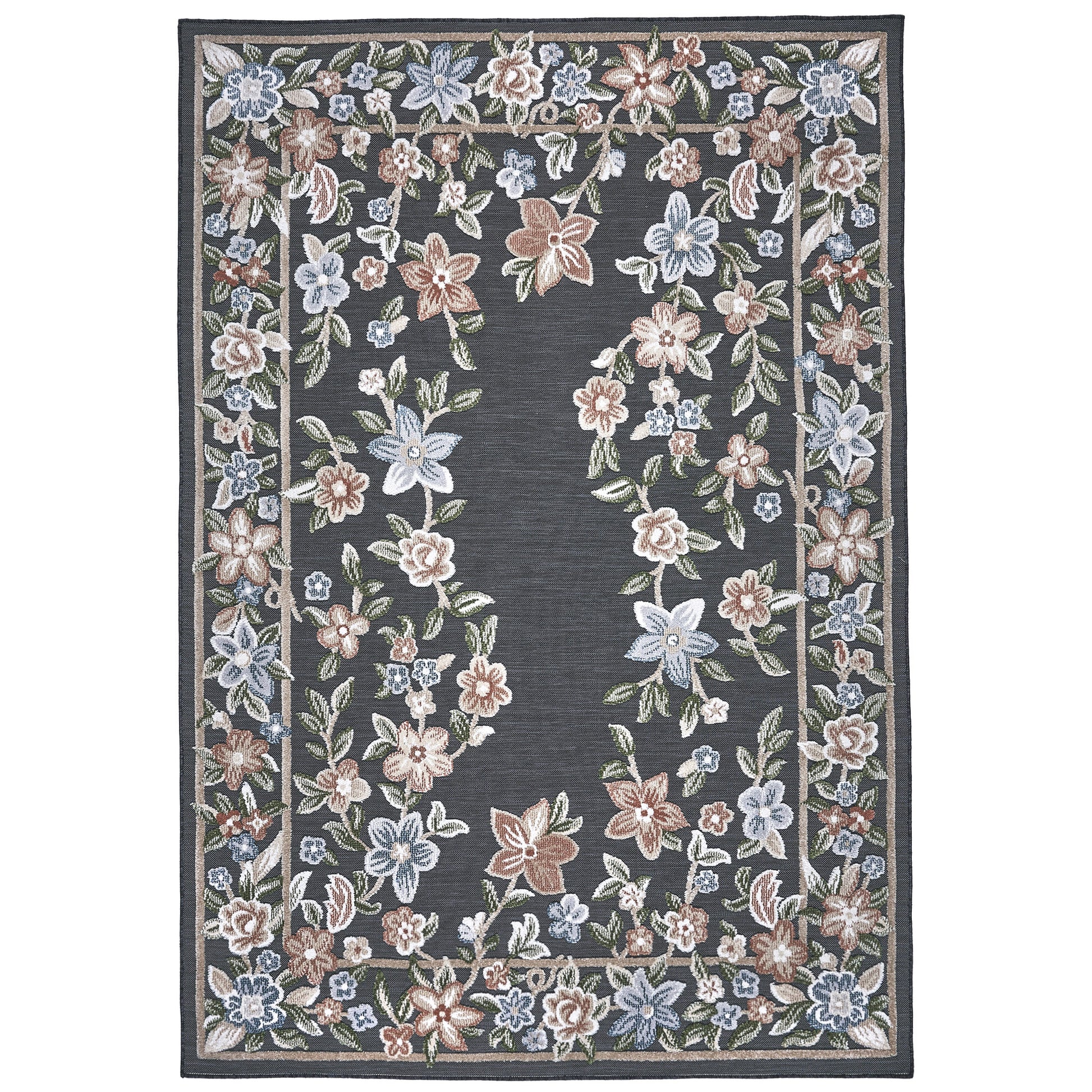 Laguna Indoor/Outdoor Area Rug, Beta Black, 6'6' x 9’6'